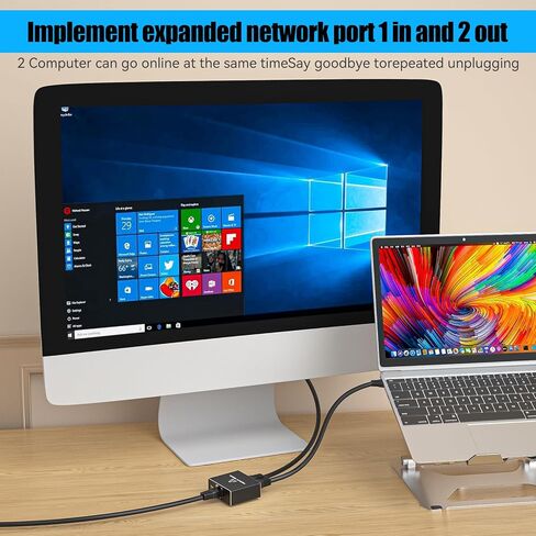 Ethernet Splitter 1 إلى 2 السرعة العالية 1000 ميجابت في الثانية RJ45 محول النقر على الإنترنت Gigabit Ethernet Tap- شبكة النقر مع سلك الطاقة USB ، لكأس Cat 5/5/6/7/8 [أجهزة 2 متصلة في وقت واحد] in Kuwait