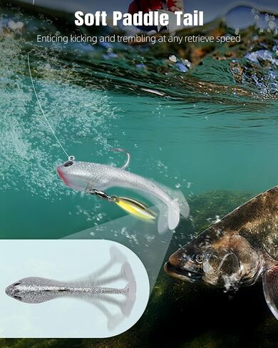 Pawfly Fishing Lures, Soft Bass Bait, Fishing Bait Trout Lures, Plastic Swimbaits for Freshwater & Saltwater, Paddle/Forked Tail Swim Baits for Bass Catfish Trout Crappie Walleye in Saudi Arabia