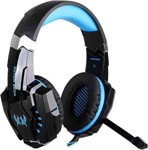 G9000 Headset 3.5mm Game Gaming Headphone Earphone with Microphone LED Light for Laptop Tablet/Mobile Phones/ PS4 (Black Blue) in Saudi Arabia