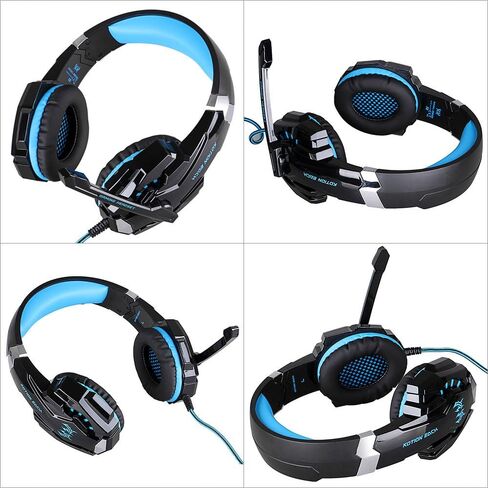 G9000 Headset 3.5mm Game Gaming Headphone Earphone with Microphone LED Light for Laptop Tablet/Mobile Phones/ PS4 (Black Blue) in Saudi Arabia