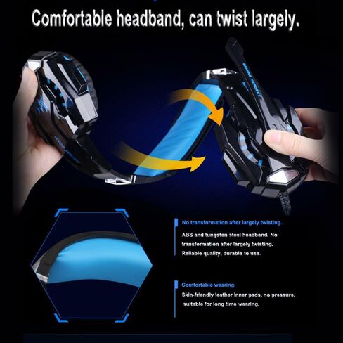 G9000 Headset 3.5mm Game Gaming Headphone Earphone with Microphone LED Light for Laptop Tablet/Mobile Phones/ PS4 (Black Blue) in Saudi Arabia