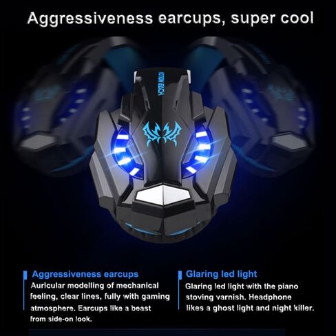 G9000 Headset 3.5mm Game Gaming Headphone Earphone with Microphone LED Light for Laptop Tablet/Mobile Phones/ PS4 (Black Blue) in Saudi Arabia