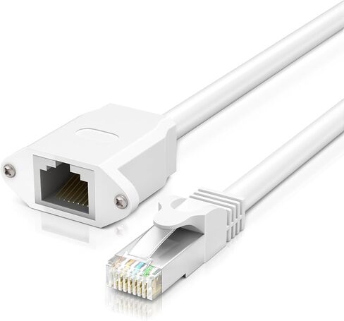 كابل امتداد Ethernet ، Cat 6 Ethernet Cable Extender ، كابل الإنترنت مع موصل RJ45 من الذكور إلى الإناث ، تمديد كابل LAN لشبكات التصحيح ، الأبيض (25 قدمًا) in Kuwait