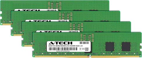 A-Tech 64GB KIT (4x16GB) RAM لـ ASROCK RACK GENOAD8UD-2T/X550 ، SPC741D16QM3-2L2Q ، SPC741D8-2L2T/BCM ، SPC741D8UD-2T/X550 | DDR5 4800MHz PC5-38400 EC8 RDIMM 1RX8 ECC ترقية ذاكرة الخادم المسجلة in Kuwait
