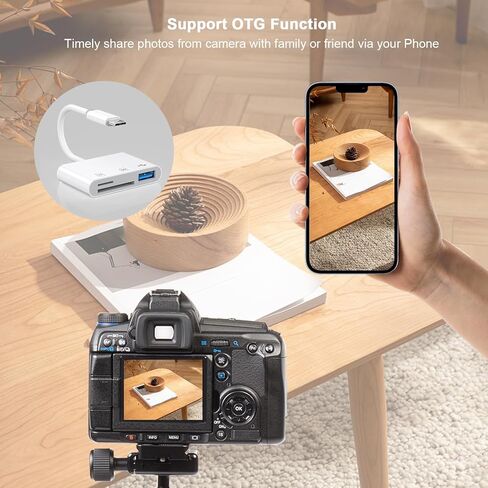 USB C SD Card Reader متوافق مع iPhone 16 15 Pro Max iPad MacBook ، محول بطاقة الكاميرا 3-in-1 من النوع C مع فتحات مزدوجة ومنفذ USB لـ Macbook Pro/Air/Mini Android More More in Saudi Arabia