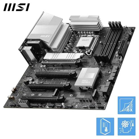 MSI Pro B860-P WiFi Motherboard ، ATX-تدعم معالجات Intel Core Ultra (السلسلة 2) ، LGA 1851-12 DRPs ، DDR5 Memory Boost (8600+ MT/S OC) ، PCIE 5.0 X16 و 4.0 X16 ، M.2 GEN5 ، WI-FI 7 ، 5G LAN in Saudi Arabia