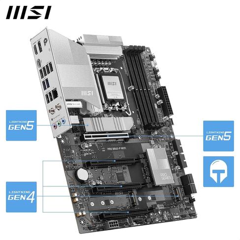 MSI Pro B860-P WiFi Motherboard ، ATX-تدعم معالجات Intel Core Ultra (السلسلة 2) ، LGA 1851-12 DRPs ، DDR5 Memory Boost (8600+ MT/S OC) ، PCIE 5.0 X16 و 4.0 X16 ، M.2 GEN5 ، WI-FI 7 ، 5G LAN in Saudi Arabia