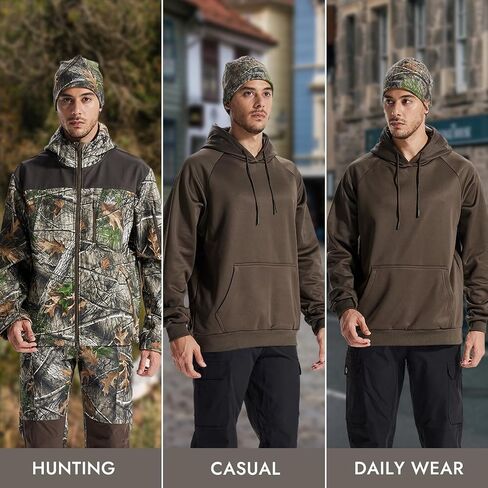 LOOGU Camo Beanie Hat for Hunting, Winter Skull Cap, Men’s Cuffed Beanie with Fleece in Saudi Arabia
