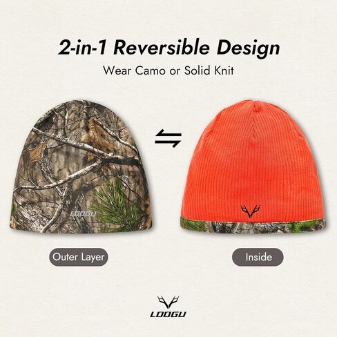 LOOGU Camo Beanie Hat for Hunting, Winter Skull Cap, Men’s Cuffed Beanie with Fleece in Saudi Arabia