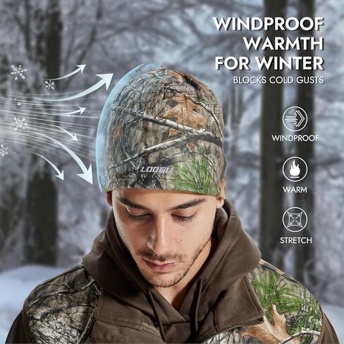 LOOGU Camo Beanie Hat for Hunting, Winter Skull Cap, Men’s Cuffed Beanie with Fleece in Saudi Arabia
