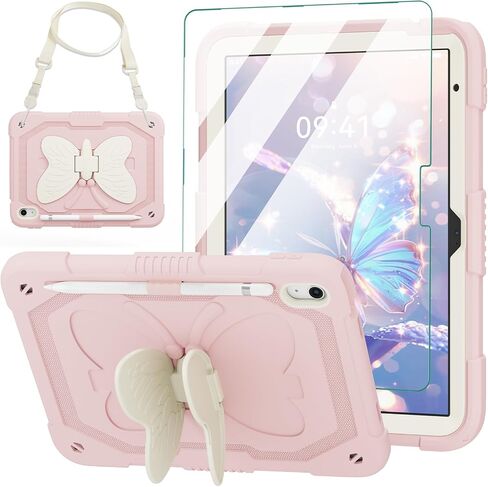 ACEMO iPad 10th Generation Case 10.9 inch/iPad (A16) 11th Generation Case 11 inch with Screen Protector/Shoulder Strap/Pencil Holder/Kickstand Cute Kids Girls Cover for iPad 2022 2025 Pink in Saudi Arabia