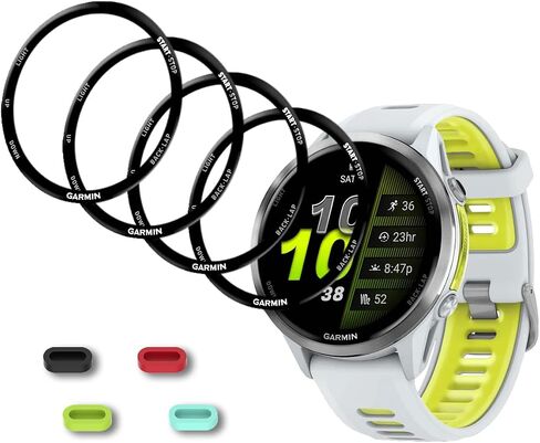 [4Pcs Screen Protector for Garmin Forerunner 970【PET Film】(Not Tempered Glass)+ [4Pcs] Silicone Anti-dust Plugs,【Full Coverage】【Anti-Scratch】【Bubble-Free】【Easy Installation】 in Saudi Arabia