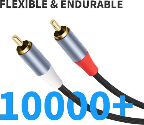 RCA 2 ذكر إلى 2 من الذكور كابل الصوت 10ft-كابل تقويم RCA المغطى بالذهب المزدوج من أجل جودة الصوت بدون فقدان ، مسرح منزلي وقرصين 2 عبوة in Kuwait