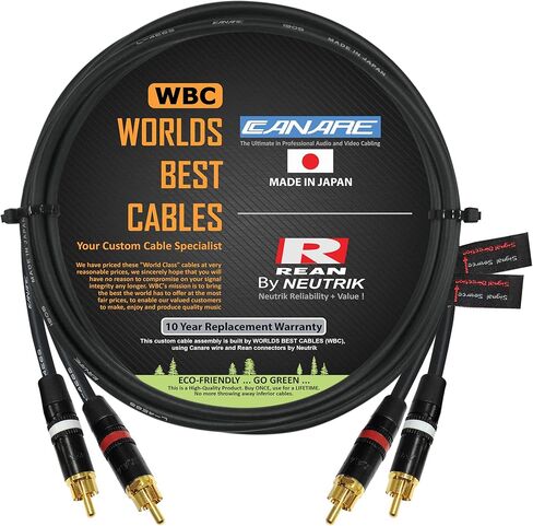 Best Worlds Best Cables 4 Foot RCA Cable Pair - مصنوع من Canare L -4E6s و Star Quad و Audio Interconnect Cable و Neutrik -Rean Nys Gold RCA - تصميم اتجاهي - مصنوع مخصص in Saudi Arabia
