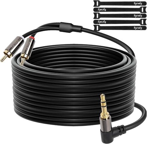3.5mm Aux to RCA Cable, 90 Degree Angle 3.5mm Male to 2RCA Male Auxiliary Stereo Audio Y Splitter Gold-Plated, Double Shielded for Smartphones, Tablets, Speakers, Home Theater, HDTV,25ft/1 Pack in Kuwait