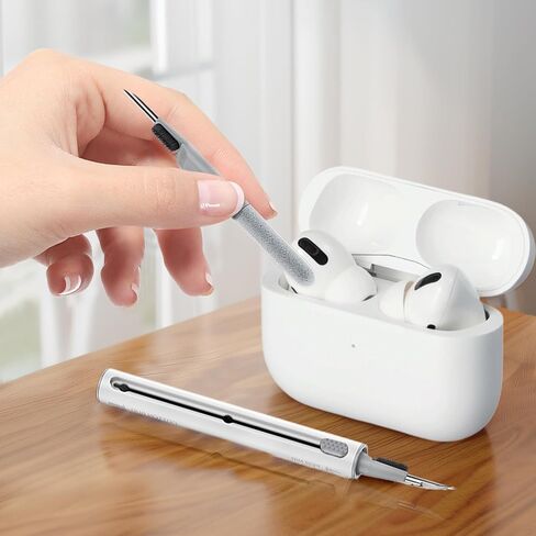 مجموعة نظافة متوافقة مع AirPods Pro 1 2 3 قلم تنظيف متعدد الوظائف مع سبونج فرشاة ناعمة لأدوات تنظيف حالة سماعات (أبيض) in Kuwait