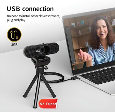 Hprosper 2K 5M Webcam with Beauty, Computer Camera with Low-Light Correction, AI Noise-Canceling Microphone, Adjustable Field of View, Built-in Privacy Shutter in Saudi Arabia