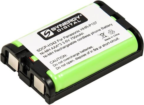 Synergy Digital Cordless Phone Battery, Compatible with Panasonic KX-TG2215B Cordless Phone, (Ni-MH, 3.6V, 750 mAh) Ultra High Capacity, Replacement for Panasonic HHR-P107 Battery in Saudi Arabia