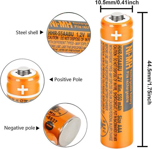 OSIM 4Pack HHR-55AAABU NI-MH AAA Rechargeable Batteries 1.2V 550mah AAA NiMH Rechargeable Batteries for Cordless Phones, Remote Controls, Electronics in Kuwait