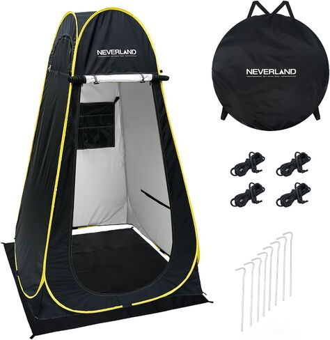 NEVERLAND Portable Pop Up Shower Tent - Outdoor Camping Shower, Privacy Tent, Rain Shelter, Pop Up Changing Room for Beach, Camping and Hiking (Black) in Saudi Arabia