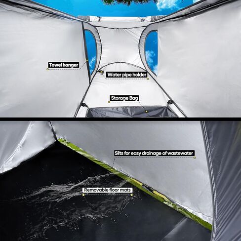 NEVERLAND Portable Pop Up Shower Tent - Outdoor Camping Shower, Privacy Tent, Rain Shelter, Pop Up Changing Room for Beach, Camping and Hiking (Black) in Saudi Arabia