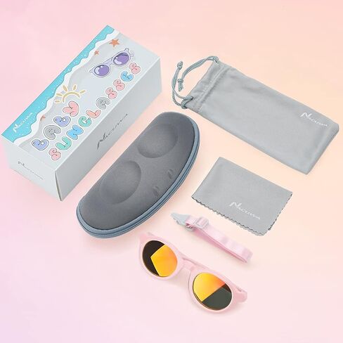 نظارات Nacuwa Baby الشمسية - نظارات شمسية مقاومة للأشعة فوق البنفسجية بنسبة 100% للأطفال والرضع والأطفال - للأعمار من 0 إلى عامين - تتضمن الحقيبة والحقيبة in Saudi Arabia