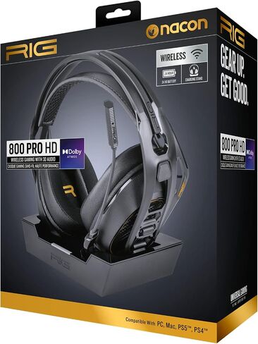 Rig 800 Pro HD Wireless Headset ومحطة قاعدة متعددة الوظائف - متوافقة مع الكمبيوتر الشخصي ، MAC ، PS5 ، PS4 - مع صوت محيطي Dolby Atmos 3D لأجهزة الكمبيوتر المحمولة Windows 10/11 (غير متوافق مع Xbox) (متجدد) in Saudi Arabia