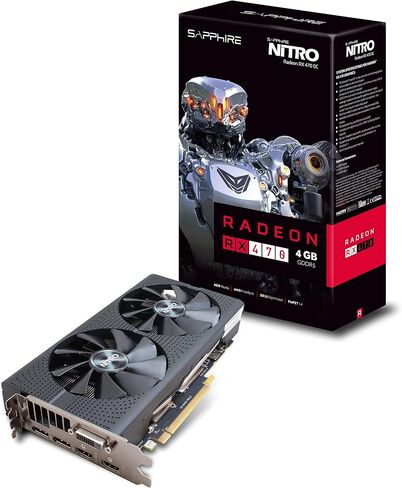 SAPPHIRE RADEON NITRO RX 470 4GB GDDR5 DUAL HDMI / DVI-D / DUAL DP OC (UEFI) PCI-E CARDATIC 11256-10-20G (متجدد) in Kuwait