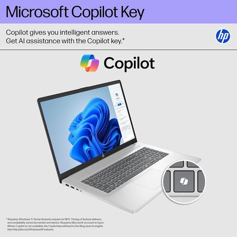HP 17 inch Business Touchscreen Laptop, Intel 12-Core Ultra 7 255U up to 5.2GHz, w/AI NPU(12 Tops), 64 GB DDR5, 2 TB SSD, 17.3" HD+ Touch Screen, Backlit Keyboard, WiFi 6, Copilot Key, Windows 11 Pro in Saudi Arabia