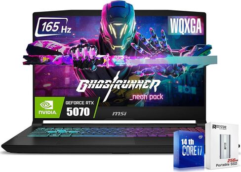 MSI KATANA HX Gaming Maming Captop ، 15.6 "165Hz QHD IPS Display ، 16-Core I7-14650HX (حتى 5.2 GHz ، Geforce RTX 5070 ، AI & VR Ready ، Copilot+ PC ، RGB Backlit Keyboard ، Win 11 Pro ، Black (32GB DDR5 | 1TB SSD) in Saudi Arabia