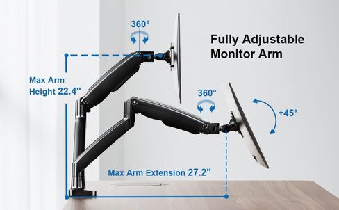 Motion Desk Motion للشاشات المزدوجة تصل إلى 34 ″ و 22 رطلاً in Kuwait