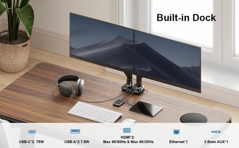 Motion Desk Motion للشاشات المزدوجة تصل إلى 34 ″ و 22 رطلاً in Kuwait
