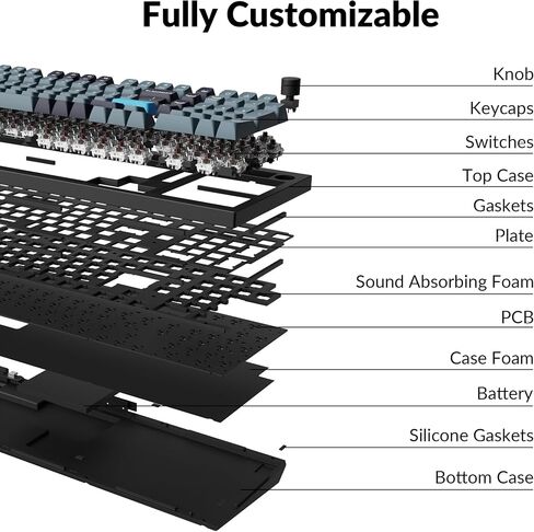 Keychron Q5 Pro اللاسلكي QMK/عبر لوحة المفاتيح الميكانيكية ، 96 ٪ تخطيط مقبض قابل للبرمجة بالكامل تصميم الألومنيوم المزدوج ، مفتاح K Pro Red Hot-swappable لنظام التشغيل Mac Windows-Black in Saudi Arabia