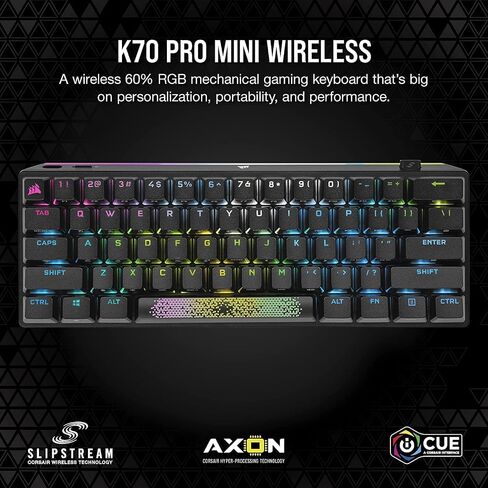 Corsair K70 Pro Mini Wireless 60 ٪ (CH-9189014-NA) لوحة مفاتيح مفتاح سرعة الكرز MX الميكانيكية مع RGB الخلفية-أسود (متجدد) in Kuwait