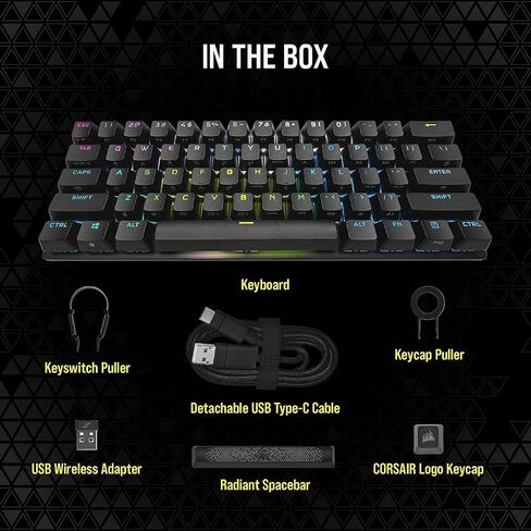 Corsair K70 Pro Mini Wireless 60 ٪ (CH-9189014-NA) لوحة مفاتيح مفتاح سرعة الكرز MX الميكانيكية مع RGB الخلفية-أسود (متجدد) in Kuwait