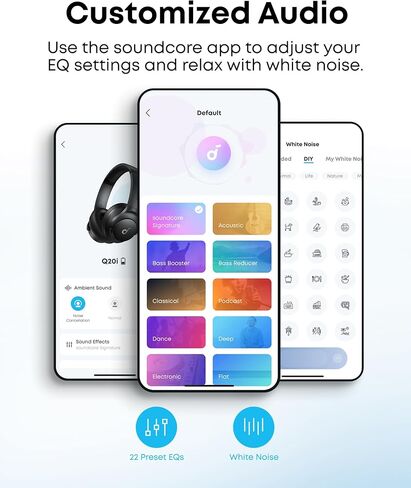 Soundcore by Anker Q20I Hybrid Active Noves Deflowons ، مع علبة سماعات الرأس ، وبلوتوث اللاسلكي الزائد ، ووقت تشغيل ANC طويل 40 ساعة ، وصوت عالي الدقة ، وباس كبير ، وتخصيص عبر تطبيق in Saudi Arabia