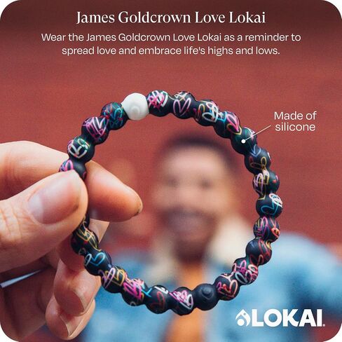 Lokai Silicone Beaded Bracelet for Women & Men, Artist Collection - James Goldcrown Hearts, (Large, 7 Inch Circumference) - Halloween Silicone Bracelet Slides-On, Comfortable Fit in Kuwait