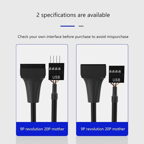 كابل محول اللوحات الأم USB3.0 إلى USB 2.0 لاتصال اللوحة الأمامية 19/20 قدمًا إلى 9 دبوس من الذكور كابل أنثى in Saudi Arabia
