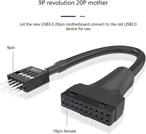 كابل محول اللوحات الأم USB3.0 إلى USB 2.0 لاتصال اللوحة الأمامية 19/20 قدمًا إلى 9 دبوس من الذكور كابل أنثى in Saudi Arabia