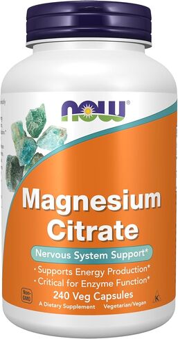 NOW Magnesium Citrate, 400 Milligram 240 Veg Capsules in Saudi Arabia