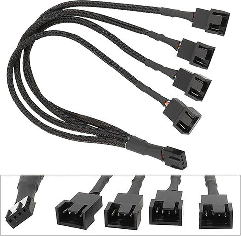 Fan Splitter Cable Sleeved Adapter Computer PC Fan Power Extension Cable 1 to 3/4 Converter for Computer in Saudi Arabia