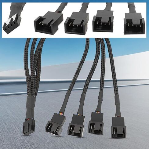 Fan Splitter Cable Sleeved Adapter Computer PC Fan Power Extension Cable 1 to 3/4 Converter for Computer in Saudi Arabia
