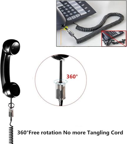 1 Set Telephone Cord Detangler 360 Degree Rotating Landline Cable Telephone Handset Cord RJ9 Phone Cord Detangler in Saudi Arabia