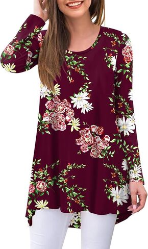 POPYOUNG Women's Fall Long Sleeve Tunic Tops for Leggings Crewneck Casual Blouse T-Shirt in Saudi Arabia
