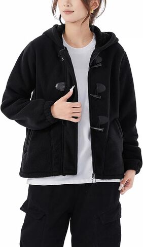 معاطف شتوية JiangWu للنساء بسحاب كامل وسترة من الصوف القطبي مبطنة بصوف الشيربا معطف دافئ للاستخدام الخارجي in Kuwait