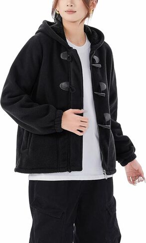 معاطف شتوية JiangWu للنساء بسحاب كامل وسترة من الصوف القطبي مبطنة بصوف الشيربا معطف دافئ للاستخدام الخارجي in Kuwait