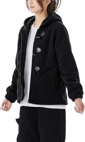 معاطف شتوية JiangWu للنساء بسحاب كامل وسترة من الصوف القطبي مبطنة بصوف الشيربا معطف دافئ للاستخدام الخارجي in Kuwait