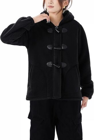 معاطف شتوية JiangWu للنساء بسحاب كامل وسترة من الصوف القطبي مبطنة بصوف الشيربا معطف دافئ للاستخدام الخارجي in Kuwait