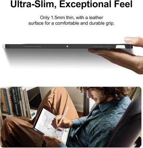 علبة متوافقة مع Magic-Keyboard لـ iPad Pro-13 Inch M4 2024 ، تغطية للمتانة Smart Magickeyboard Folio Slim ، مع سطح جلدي متين ، (لوحة مفاتيح غير متضمنة) ، أسود in Kuwait