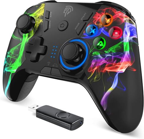 EasySMX PC Wireless Controller, Gaming Controller for Computer,Laptop,PS3,Android TV, Nintendo Switch and Tesla with Adjust LED Light, Dual Vibration and 4 Programmable Keys, Battery Up to 14 Hours in Kuwait
